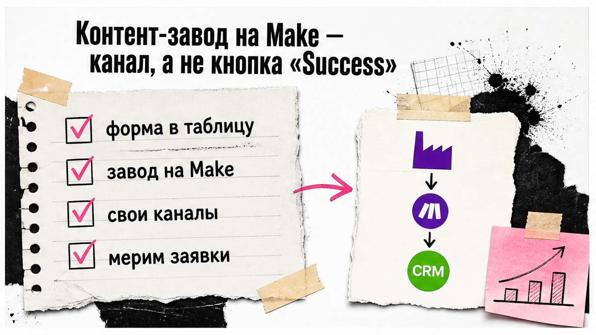 Чек-лист: контент-завод на Make как канал заявок, а не кнопка Success