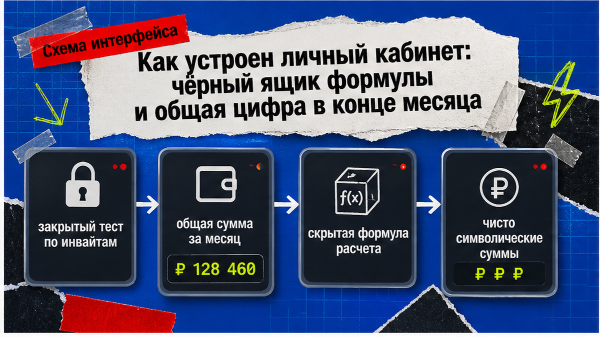 Схема кабинета пилота: общая сумма за месяц, скрытая формула и символические выплаты