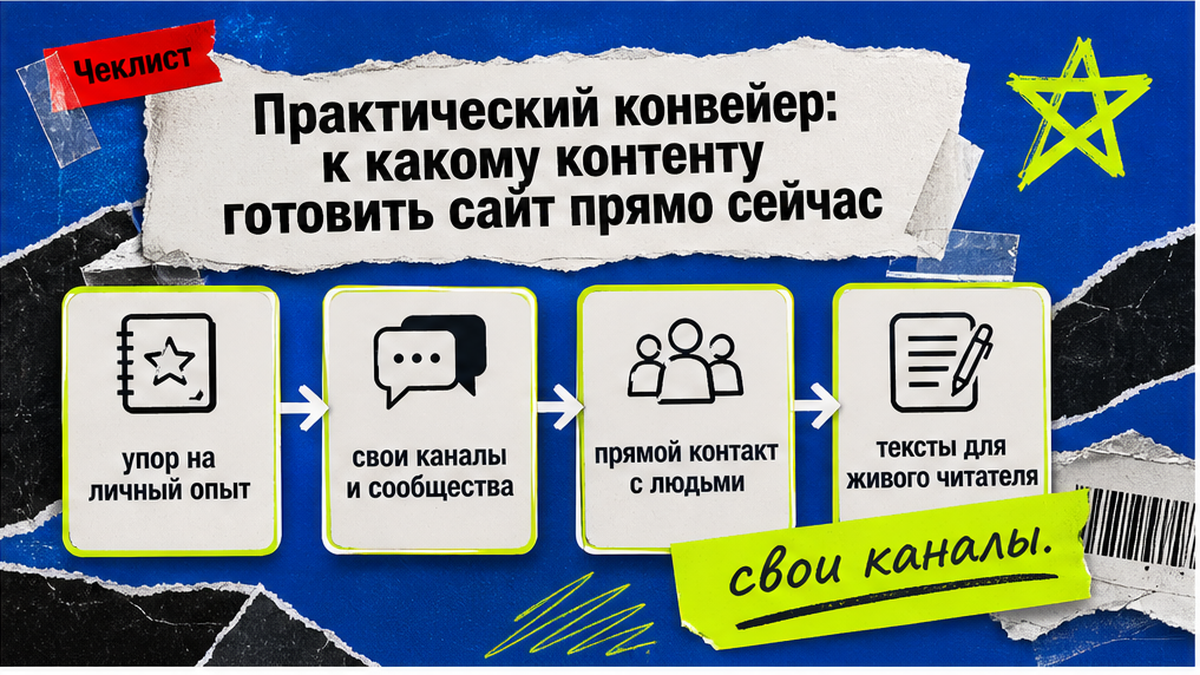 Чеклист: личный опыт, свои каналы и тексты для живого читателя важнее выплат нейросети