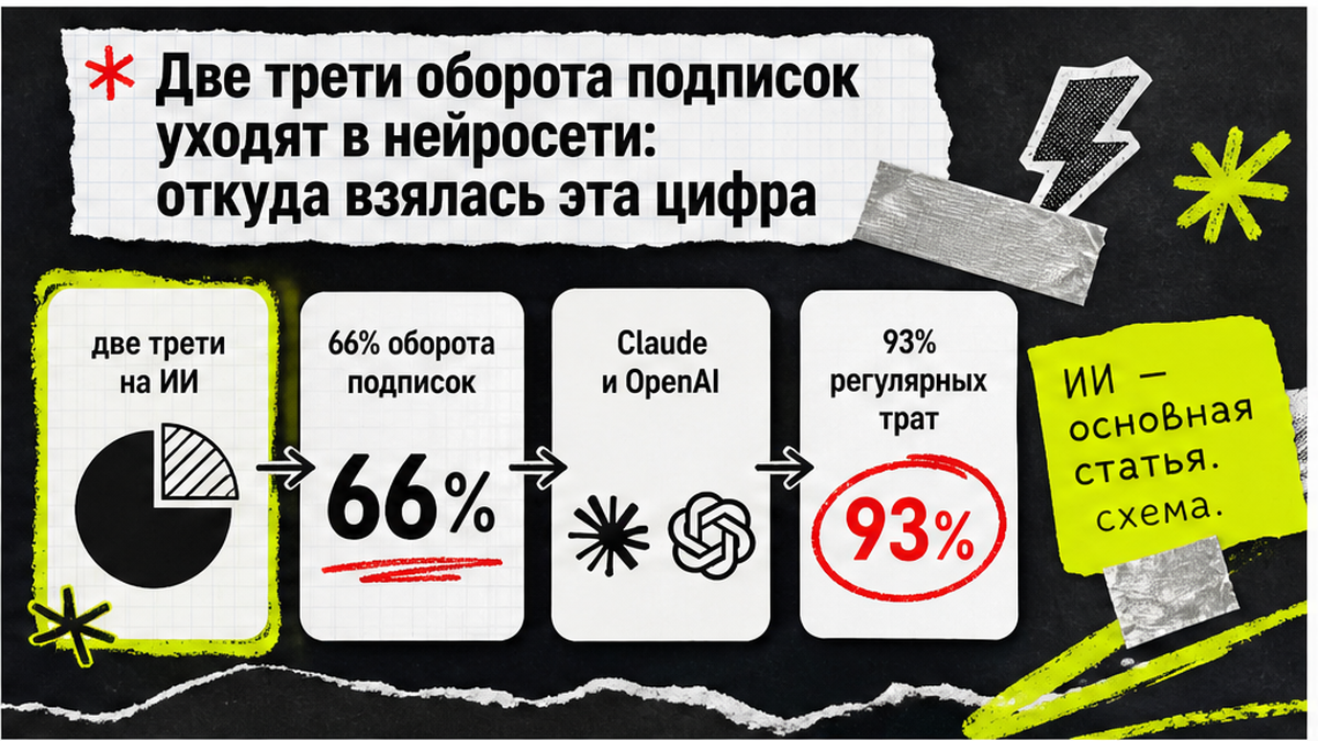 Карточка: две трети оборота цифровых подписок уходят в нейросети