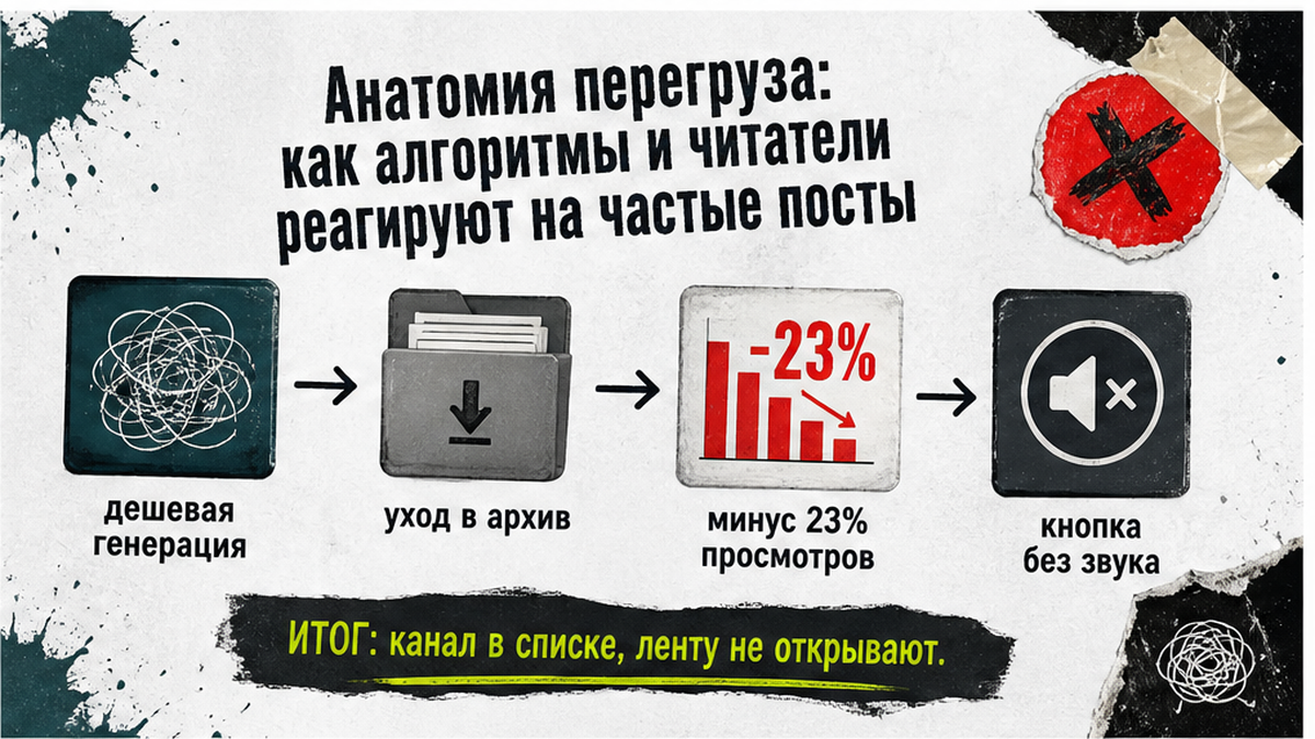 Схема: дешёвая генерация уводит канал в архив и минус 23% просмотров